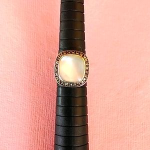 Sterling silver and mother of pearl ring.